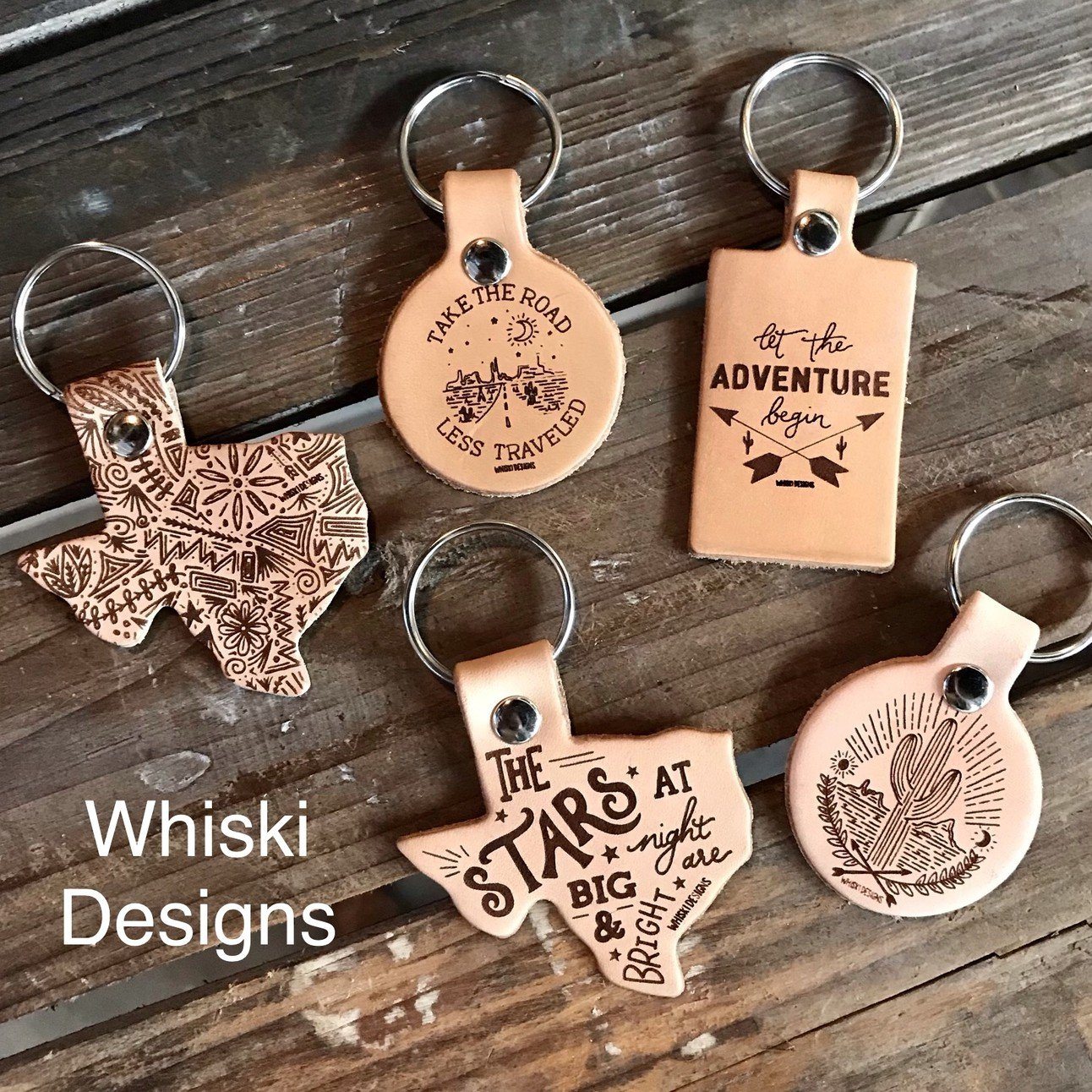 Whiski Designs Leather Keychains