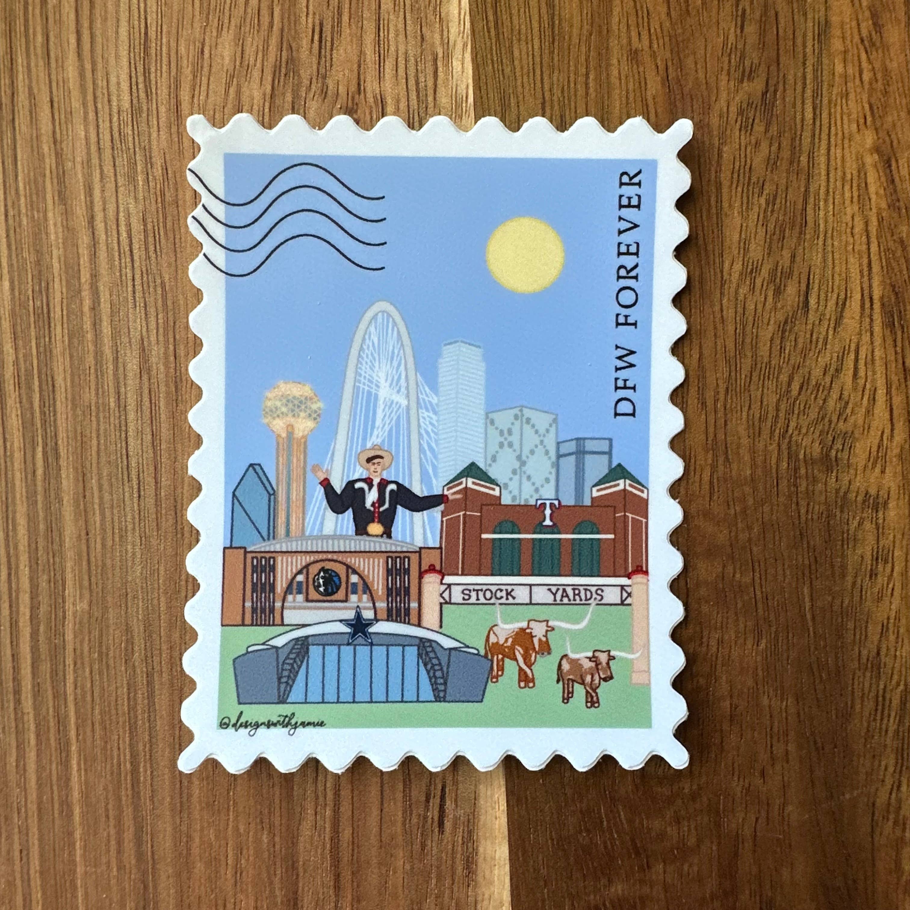 Dallas Fort Worth Texas Stamp Sticker