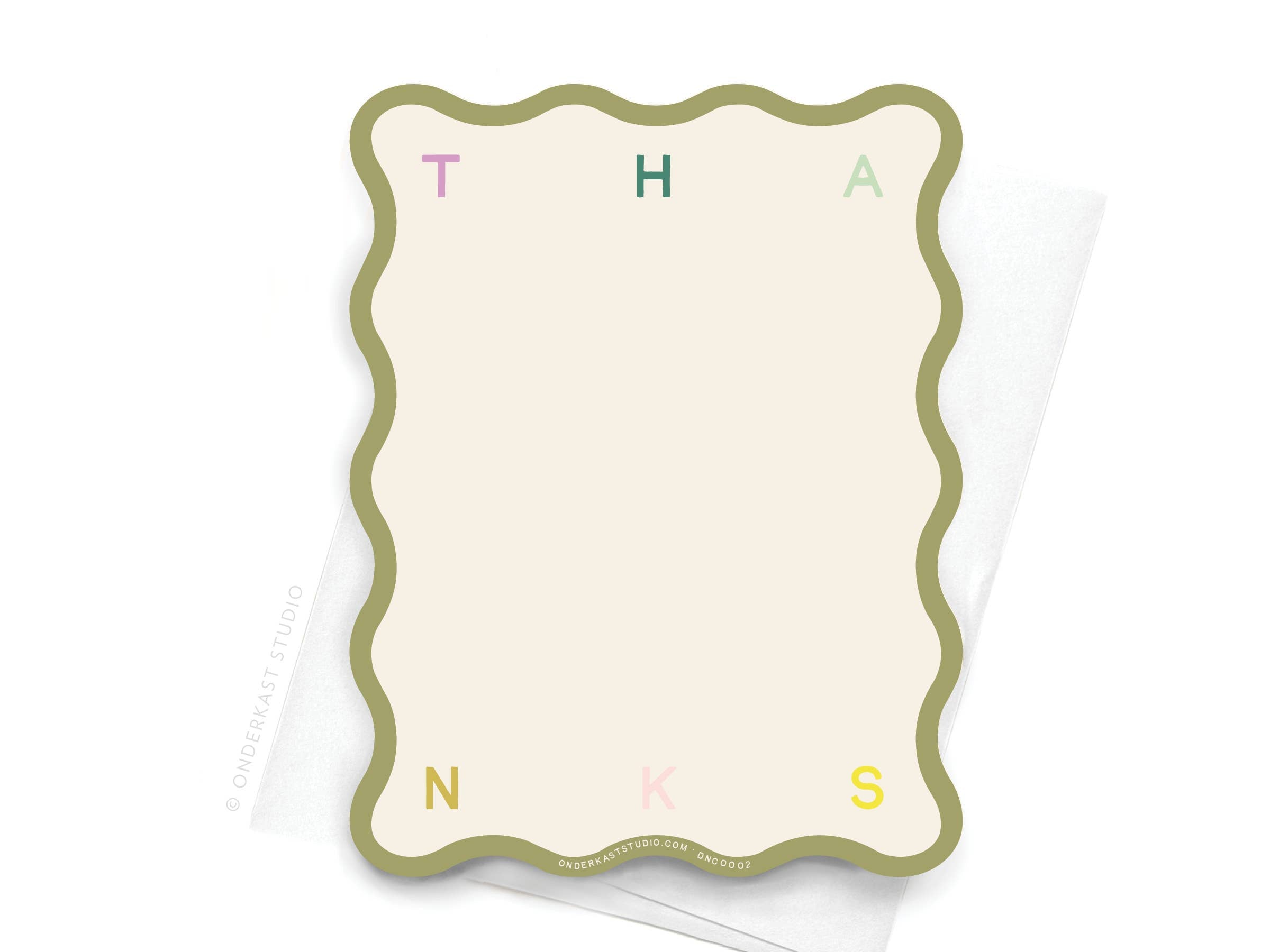 Onderkast Studio - Wavy Die Cut Thanks Notecard