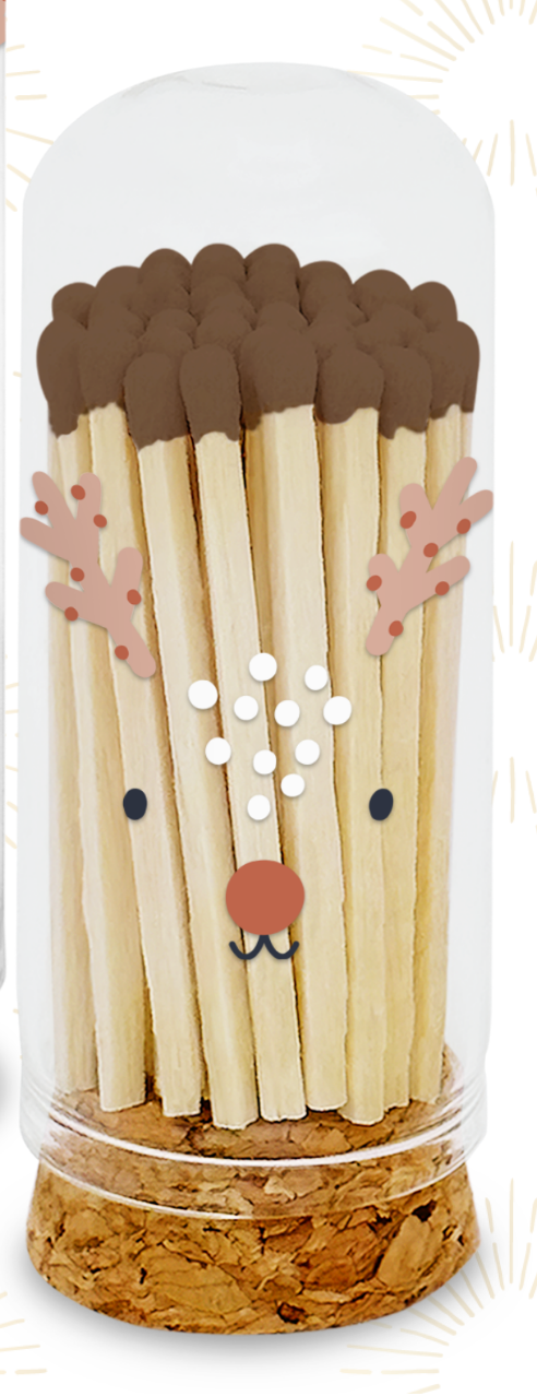 Decorative Matches - Mini Cloches Reindeer (4" Mini Cloche)