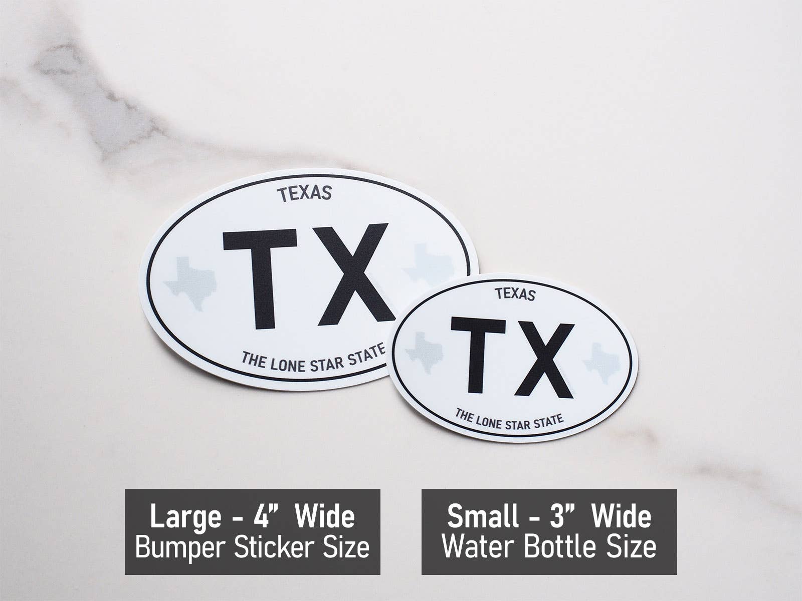 TX White Oval Euro Sticker