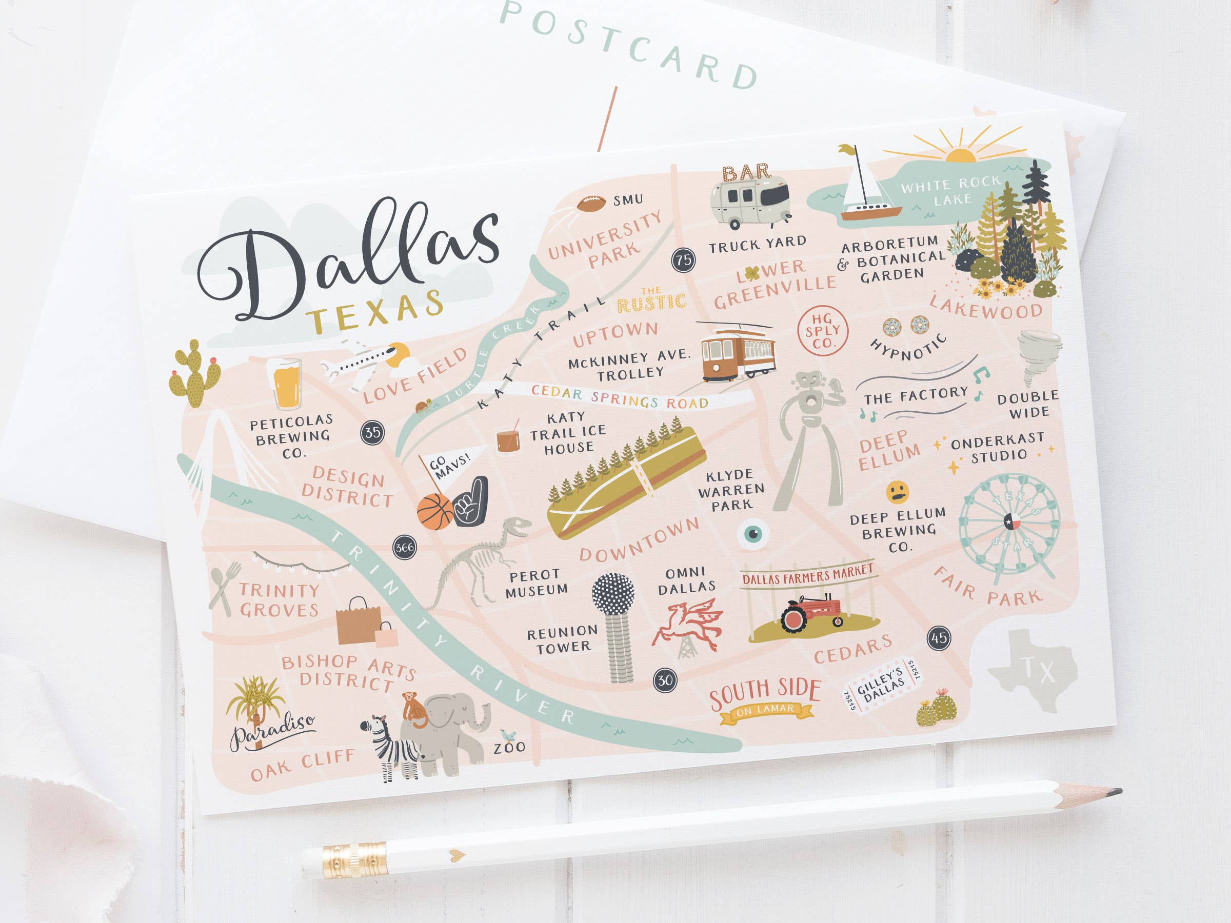 Onderkast Studio - Dallas Map Postcard