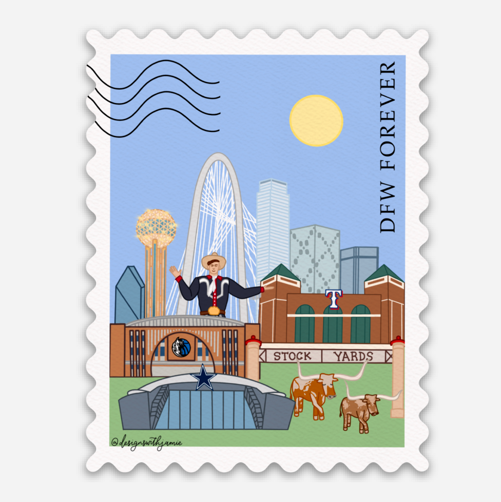 Dallas Fort Worth Texas Stamp Sticker