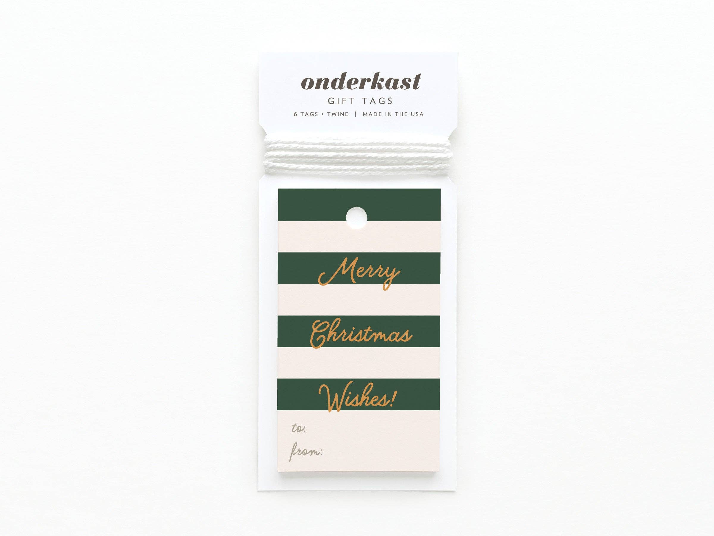 Onderkast Studio - Merry Christmas Wishes Stripe Gift Tag