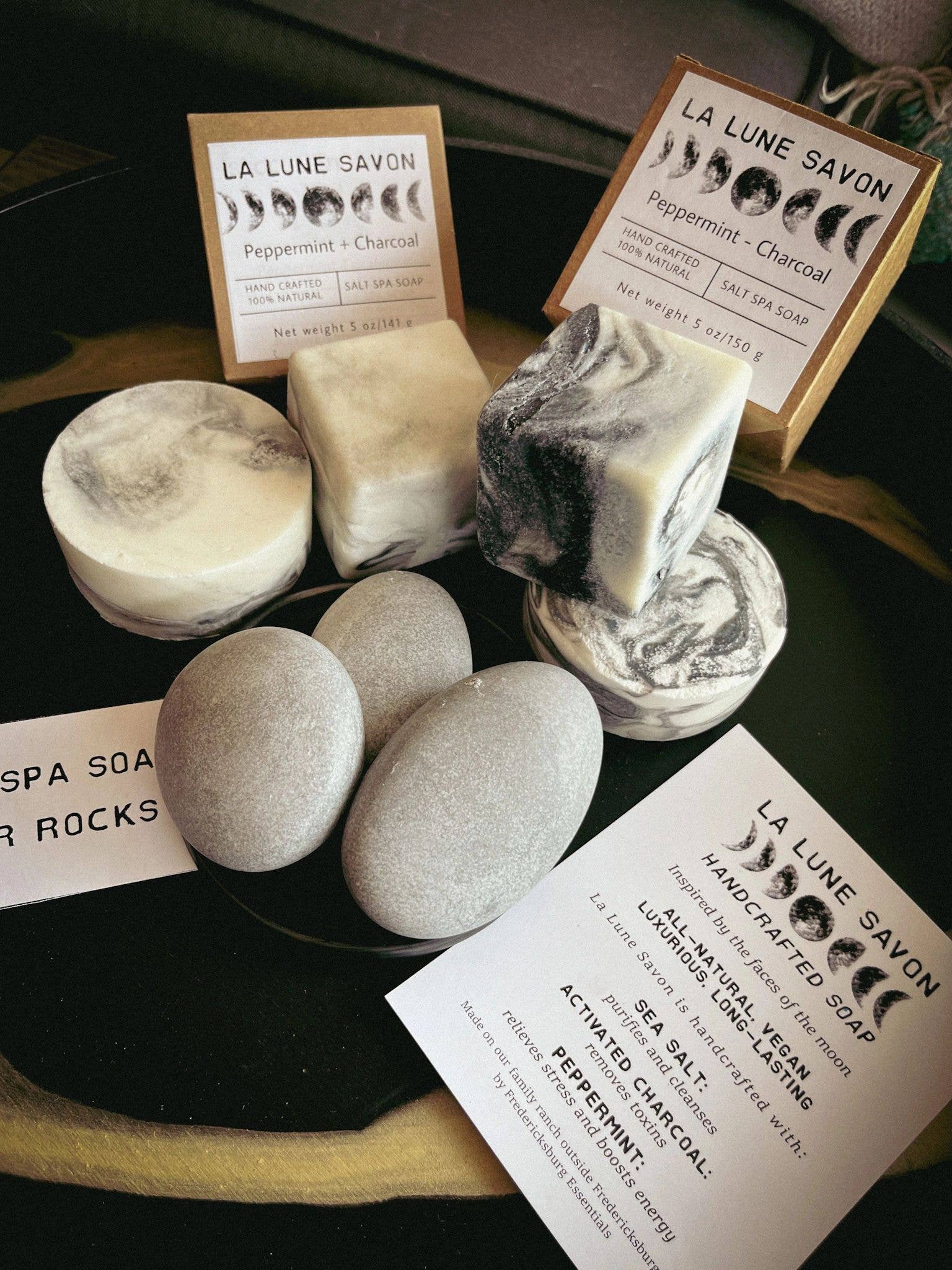 Fredericksburg Essentials - River Rock Charcoal Salt Spa Soap Set - 3 Per Set