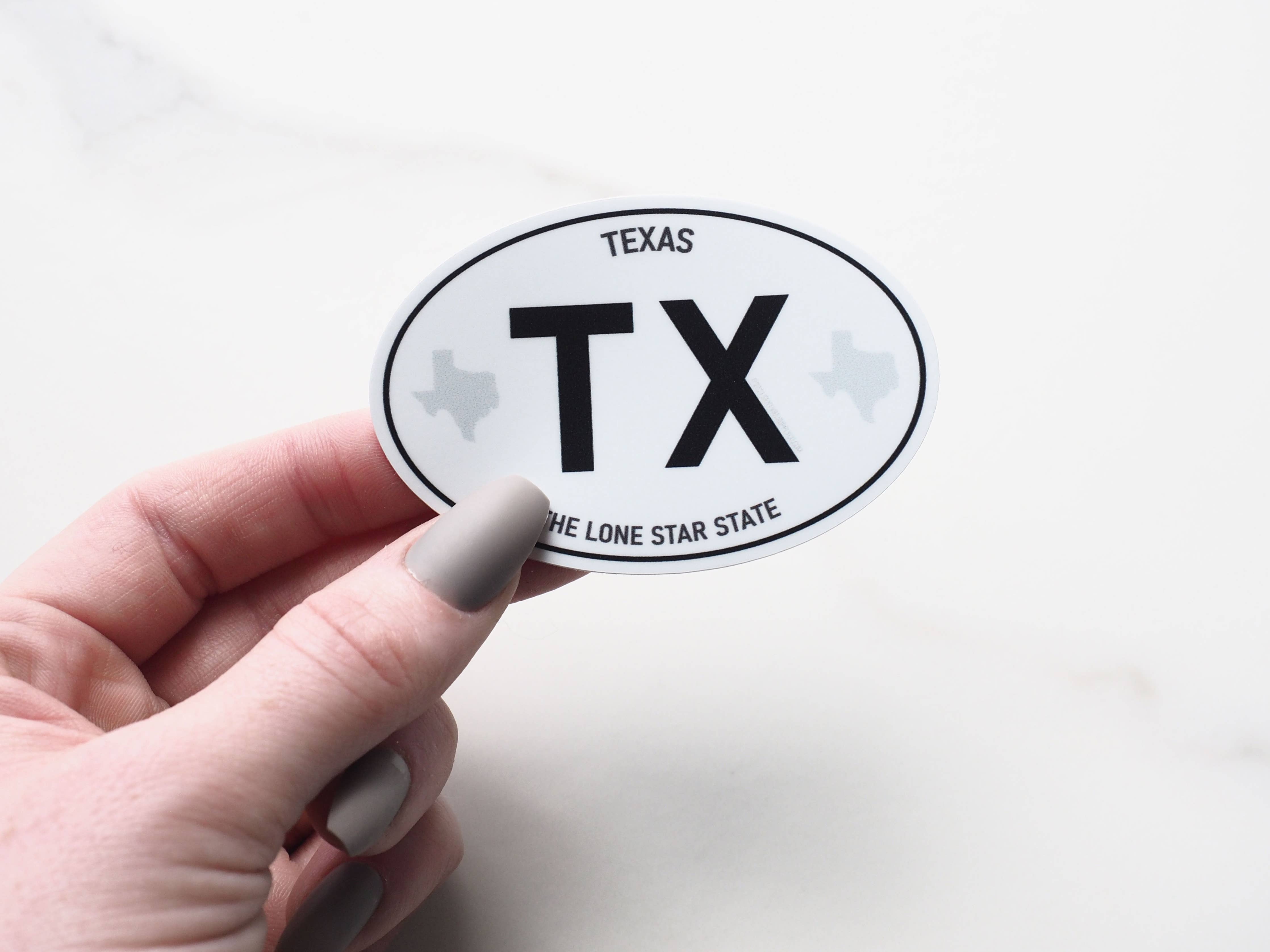 TX White Oval Euro Sticker