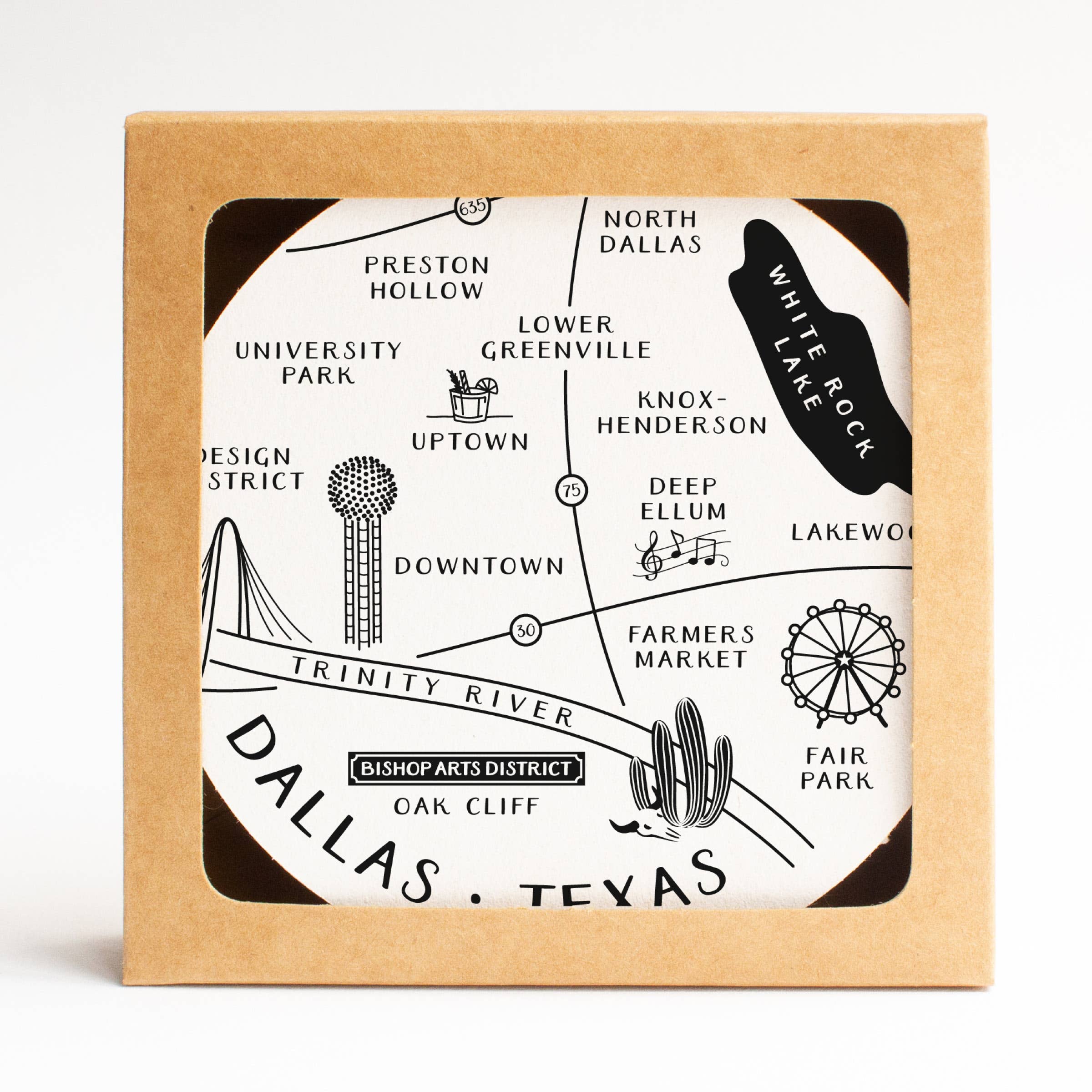 Onderkast Studio - Dallas Neighborhoods Map Coaster Set