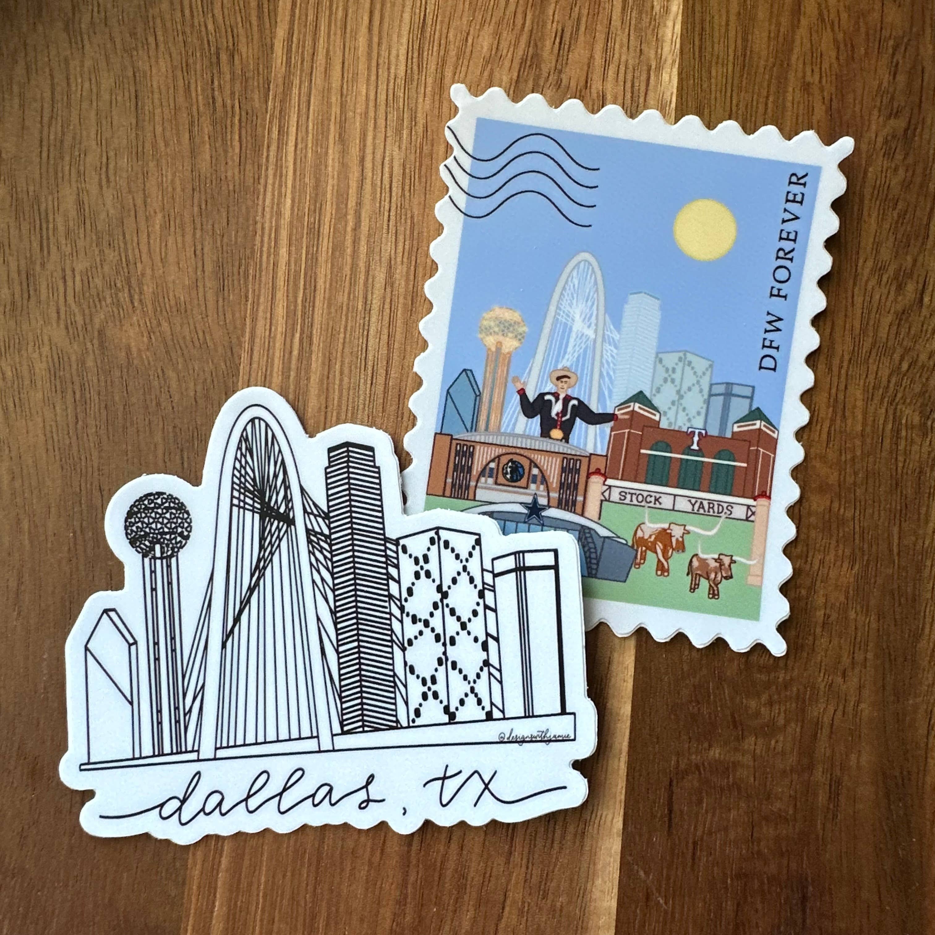 Dallas Texas Skyline Sticker