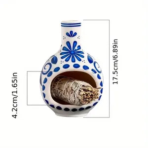 Blue & White Ceramic Palo Santo Chiminea