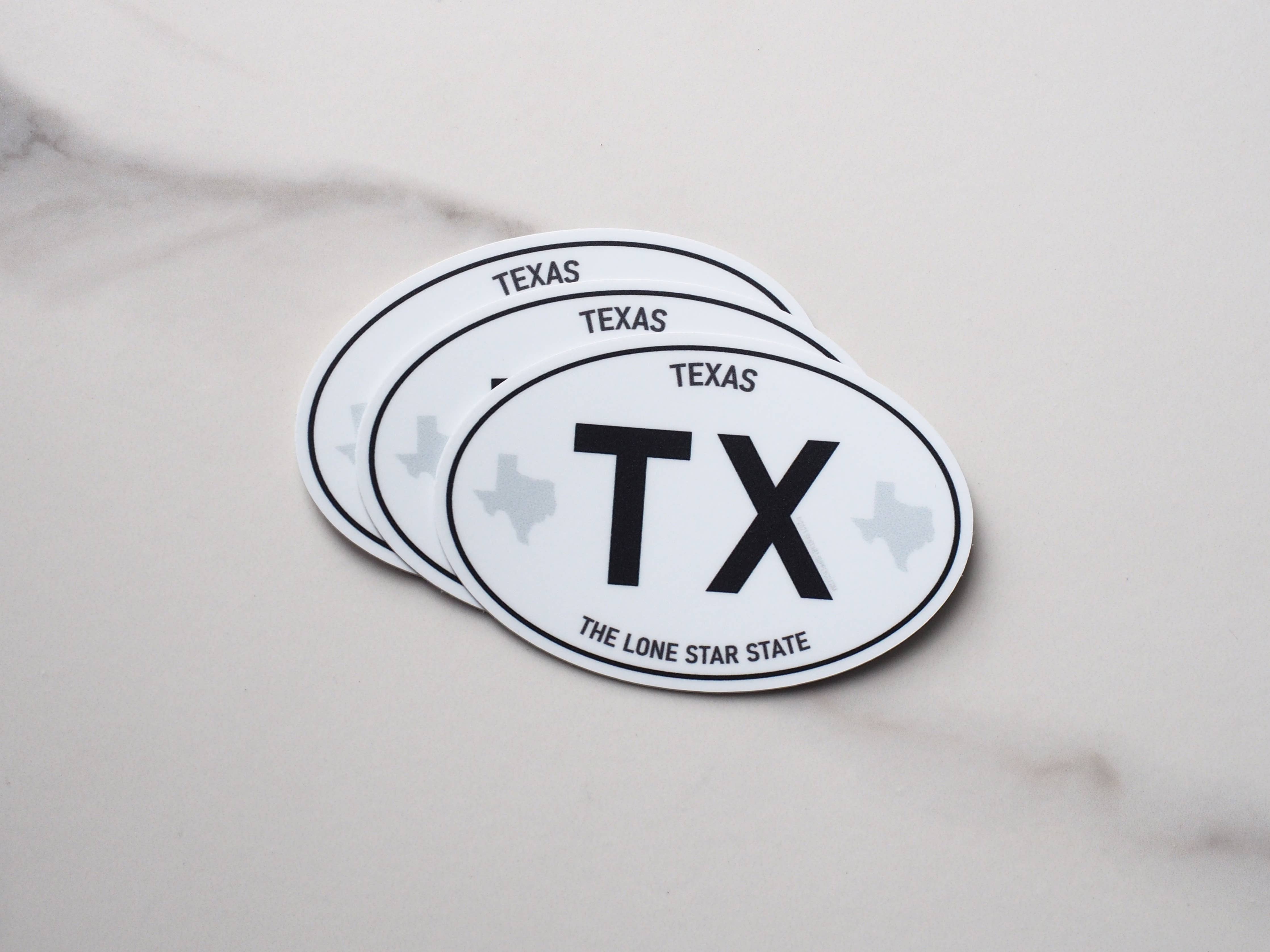 TX White Oval Euro Sticker