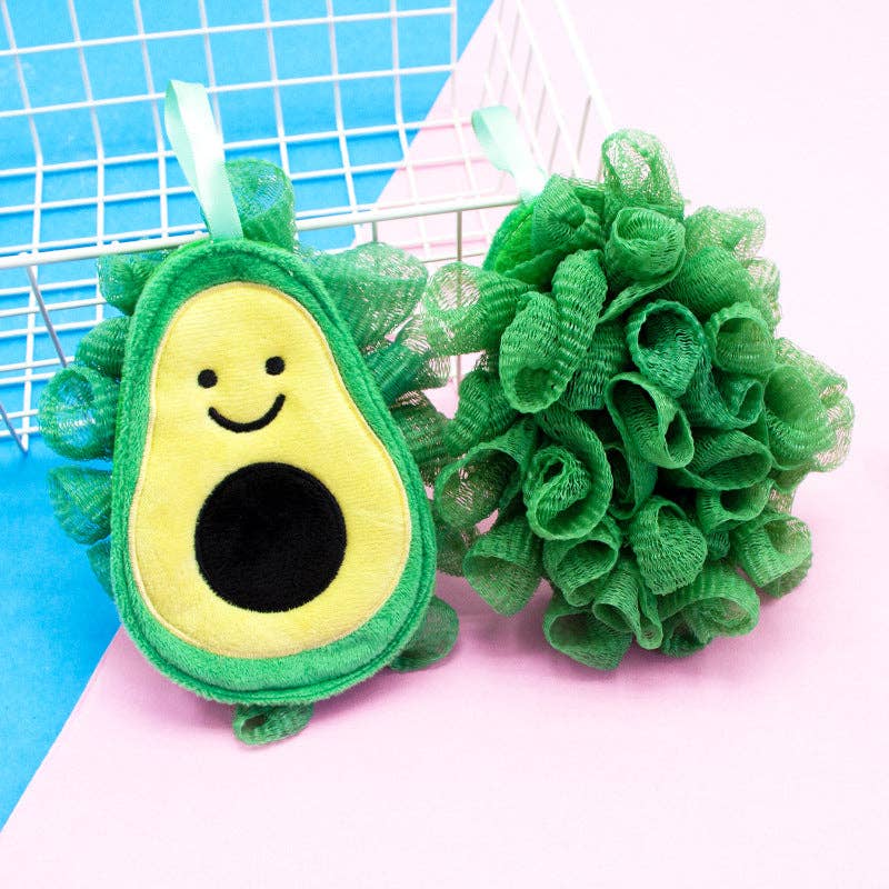 WEST AUSSIE SUPPLIES - PAPO - Cute Fruit-Shaped Bath Pouf with Scrubber: AVOCADO / 11*13cm