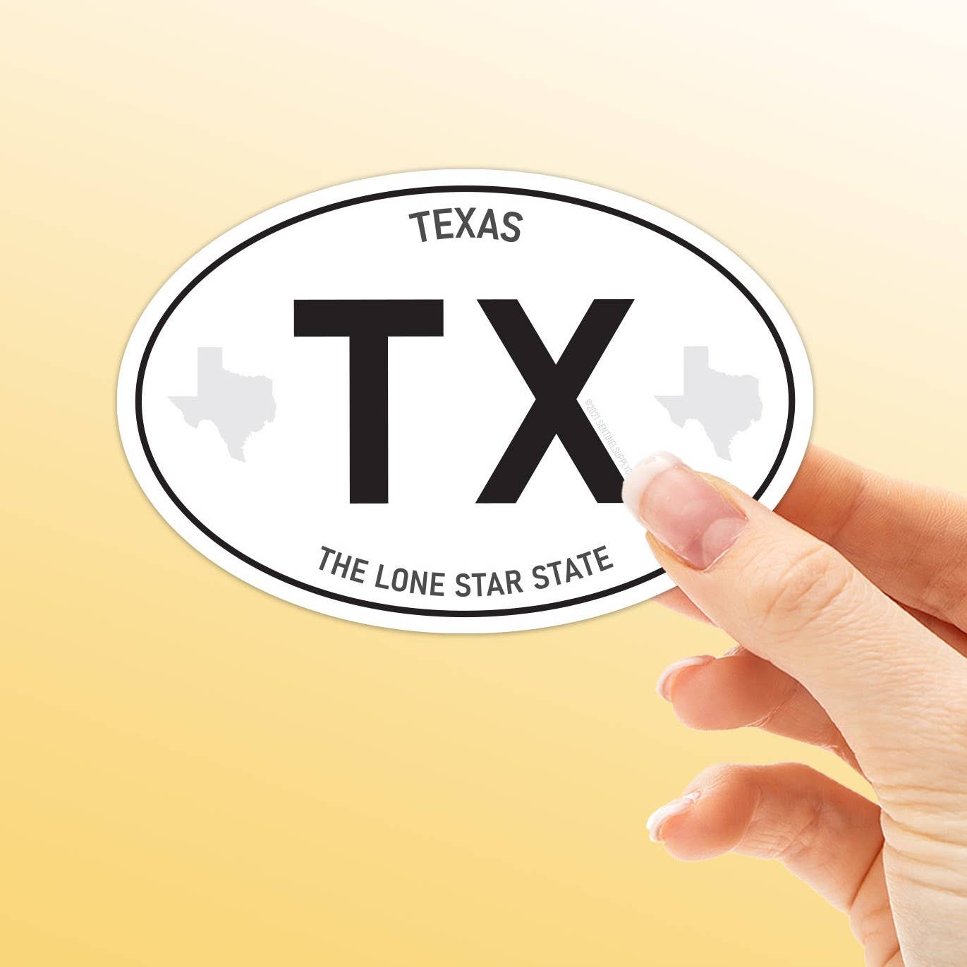 TX White Oval Euro Sticker