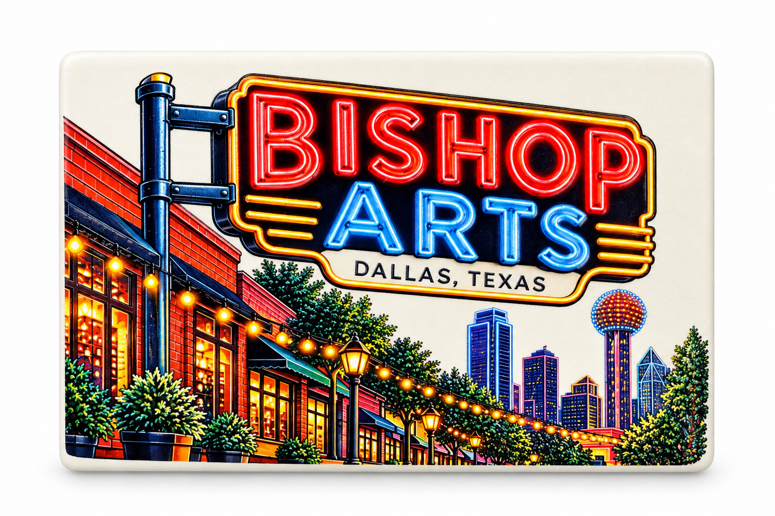Bishop Arts Neon Ceramic Magnet – Dallas Nights Collection