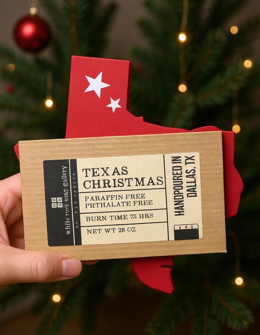 Three Wick Soy Wax Candle - Texas Christmas
