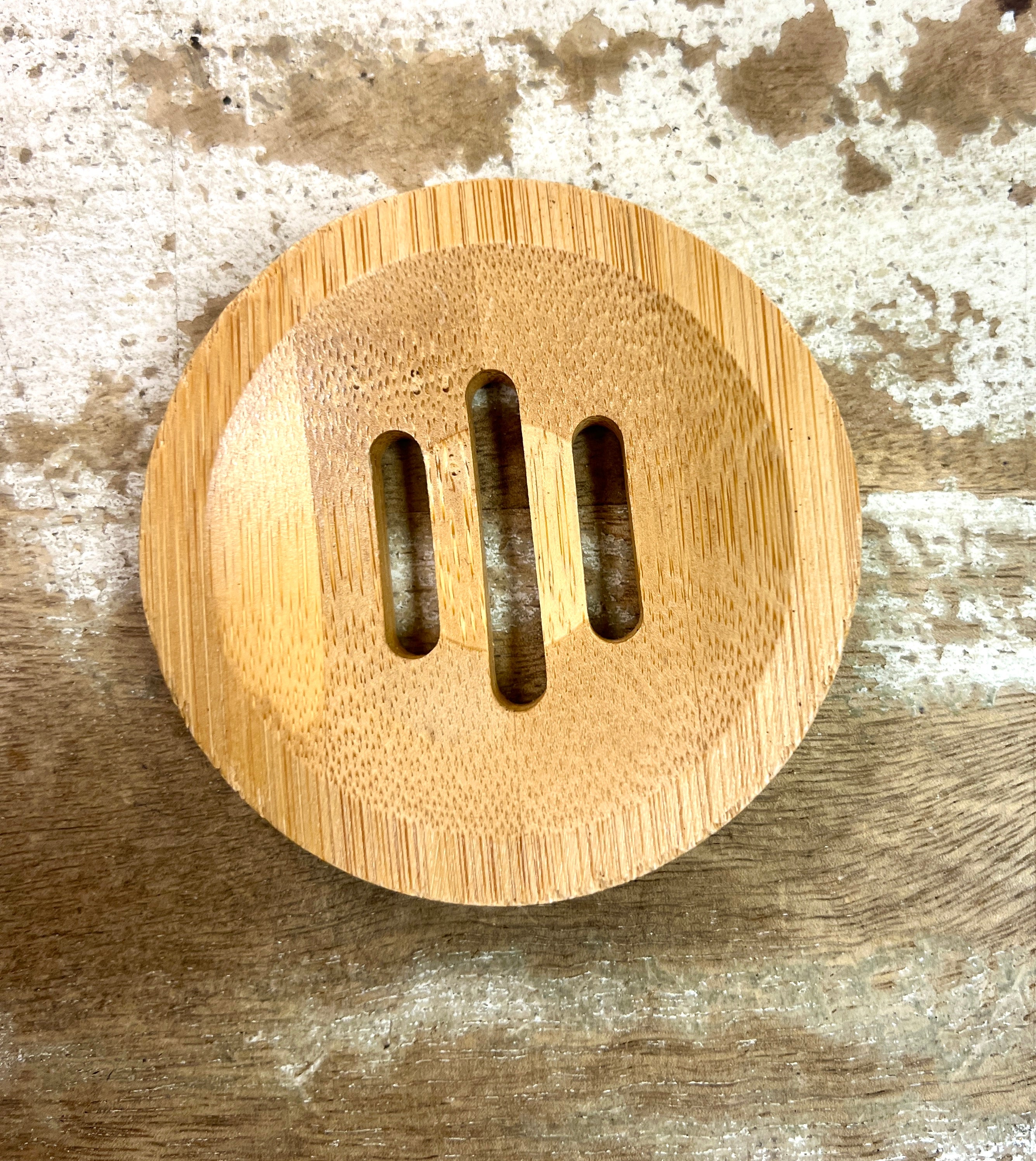 Natural Wood Bamboo Soap Dish Round Mini