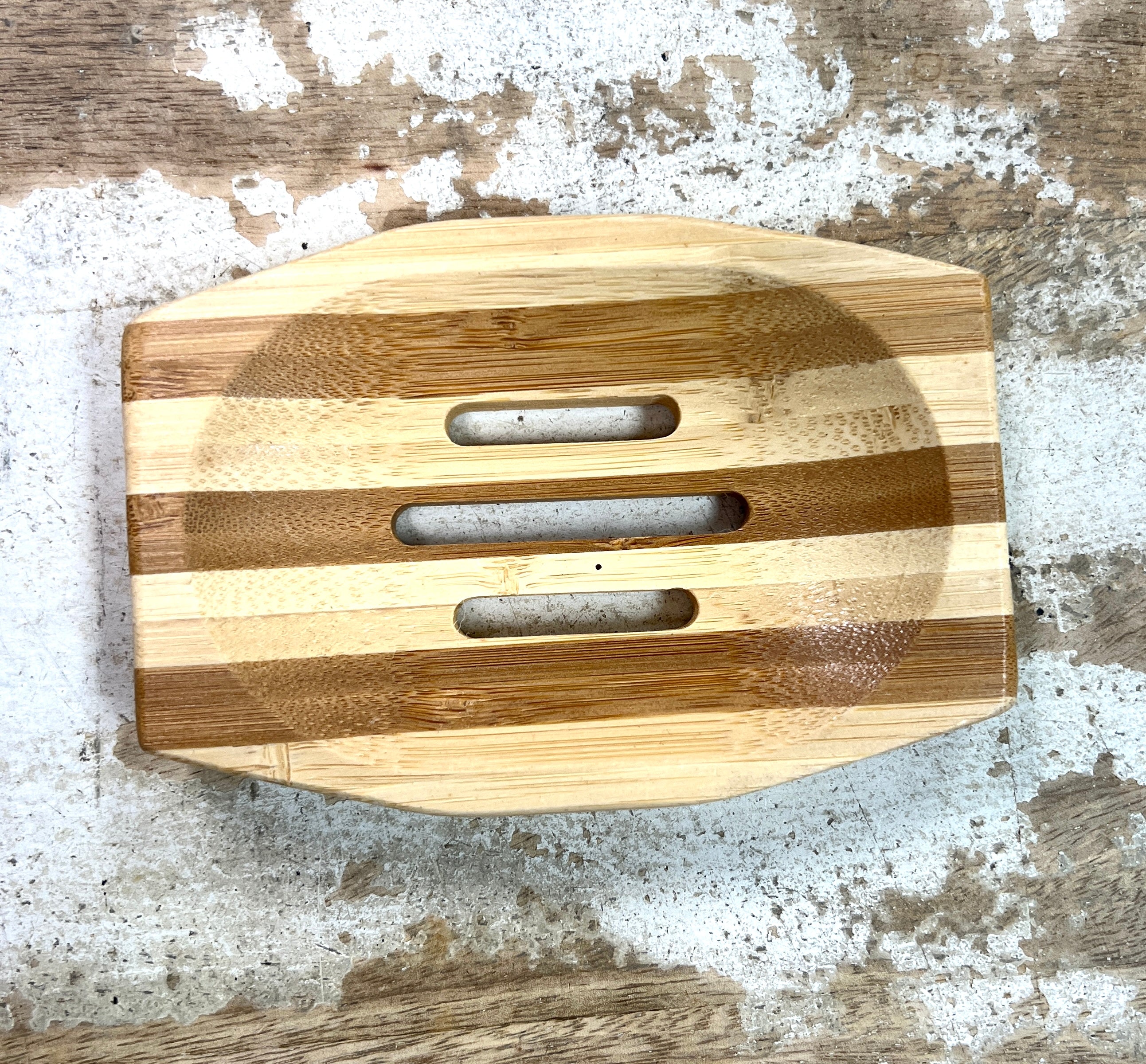 Natural Wood Bamboo Soap Dish Rectangle Two Tone