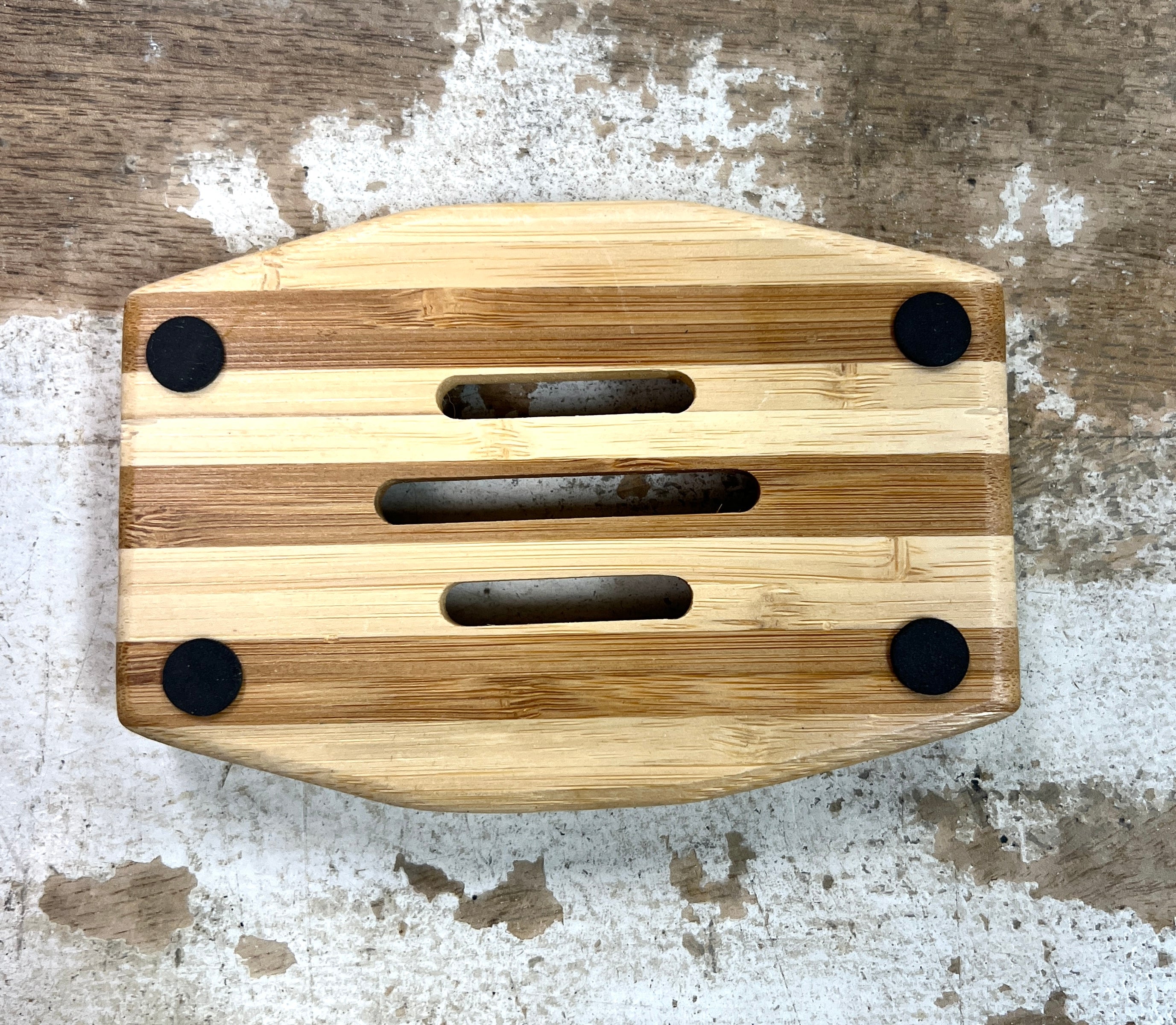 Natural Wood Bamboo Soap Dish Rectangle Two Tone