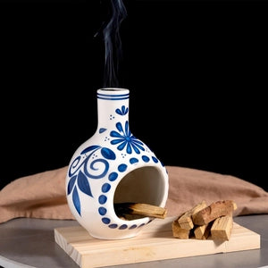 Blue & White Ceramic Palo Santo Chiminea