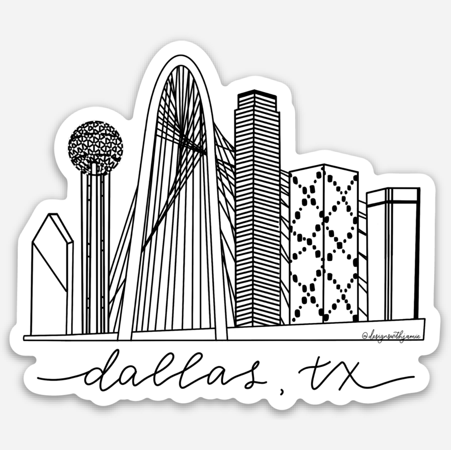 Dallas Texas Skyline Sticker