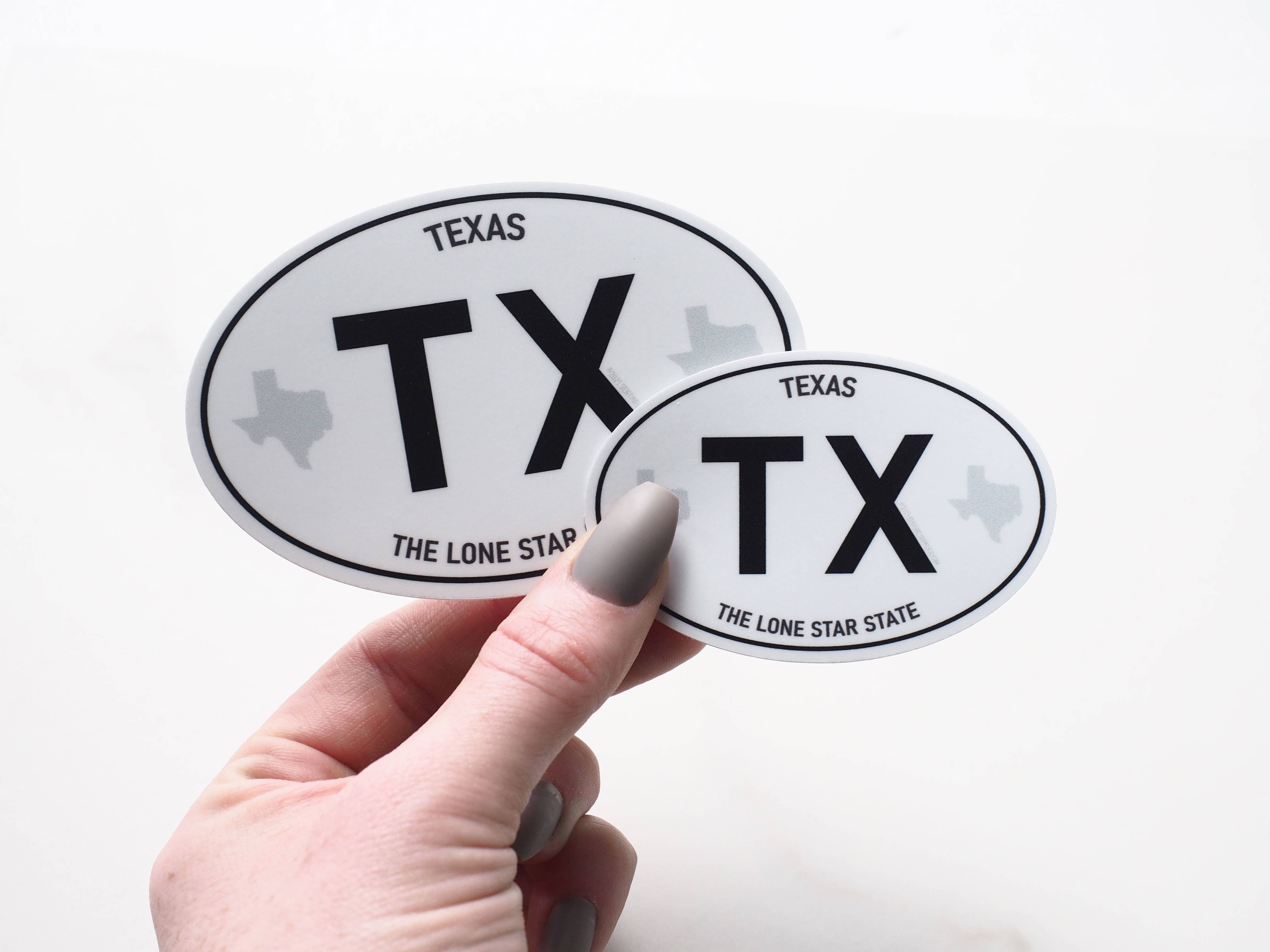 TX White Oval Euro Sticker