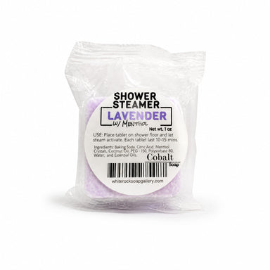 Cobalt Soap Lavender Shower Steamer by Cobalt Soap available from White Rock Soap Gallery in Dallas