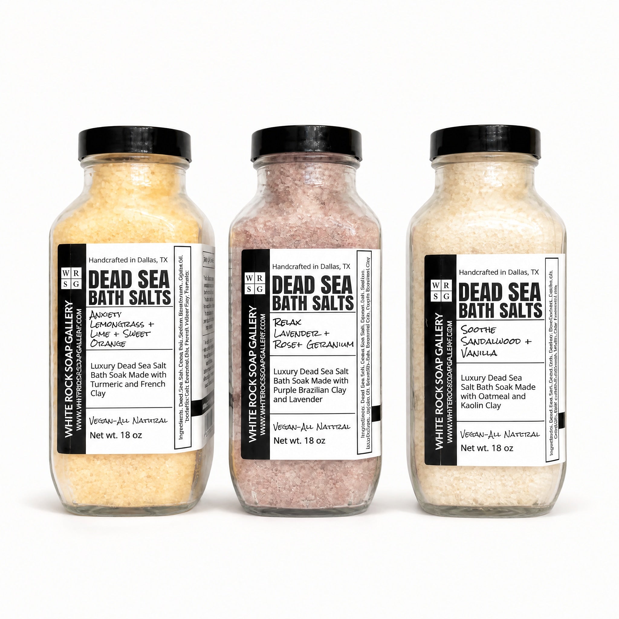 Dead Sea Bath Salts Square Jar by White Rock Soap Gallery available from White Rock Soap Gallery in Dallas