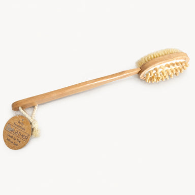 Long Handled Body Brush with Massager Opposite Side by WRSG Accessories available from White Rock Soap Gallery in Dallas