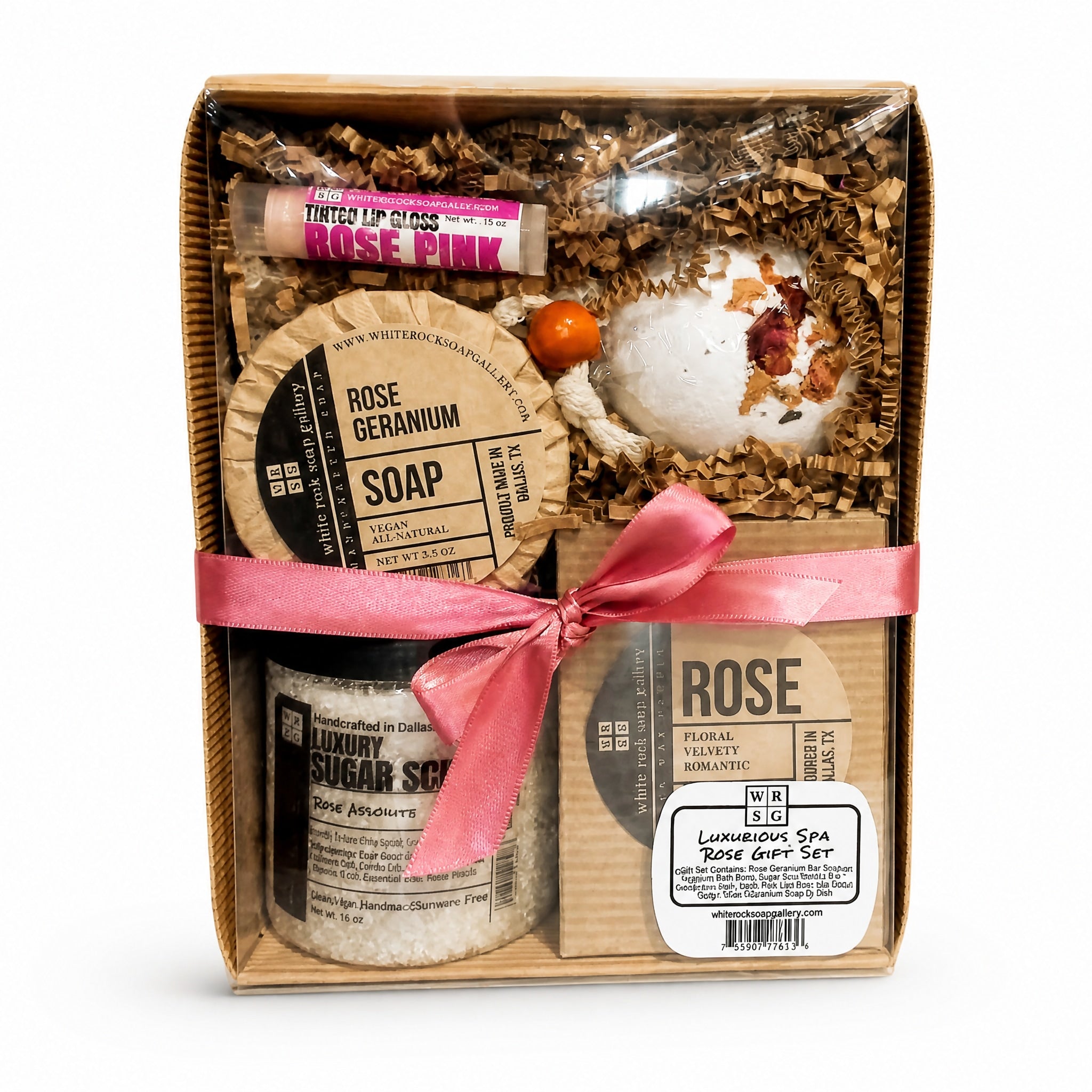 Luxurious Spa Rose Gift Box - 7 Piece Gift Set by White Rock Soap Gallery available from White Rock Soap Gallery in Dallas