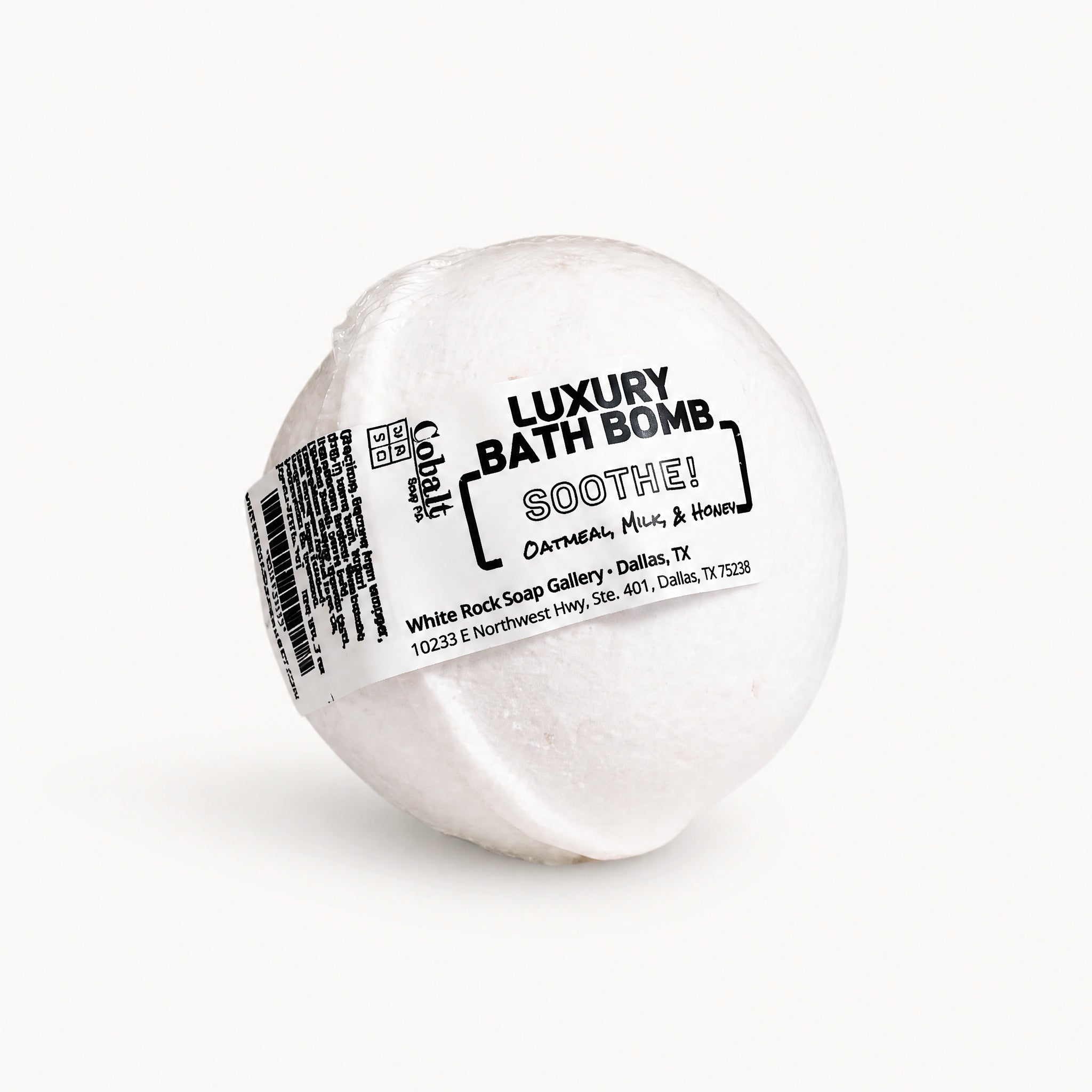 Luxury Oatmeal, Milk, & Honey Spa Bath Bomb by Cobalt Soap available from White Rock Soap Gallery in Dallas