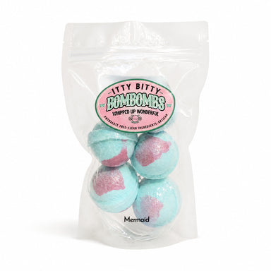 Mermaid Itty Bitty BomBombs - Mini Bath bombs 5 Pcs by Whipped Up Wonderful available from White Rock Soap Gallery in Dallas