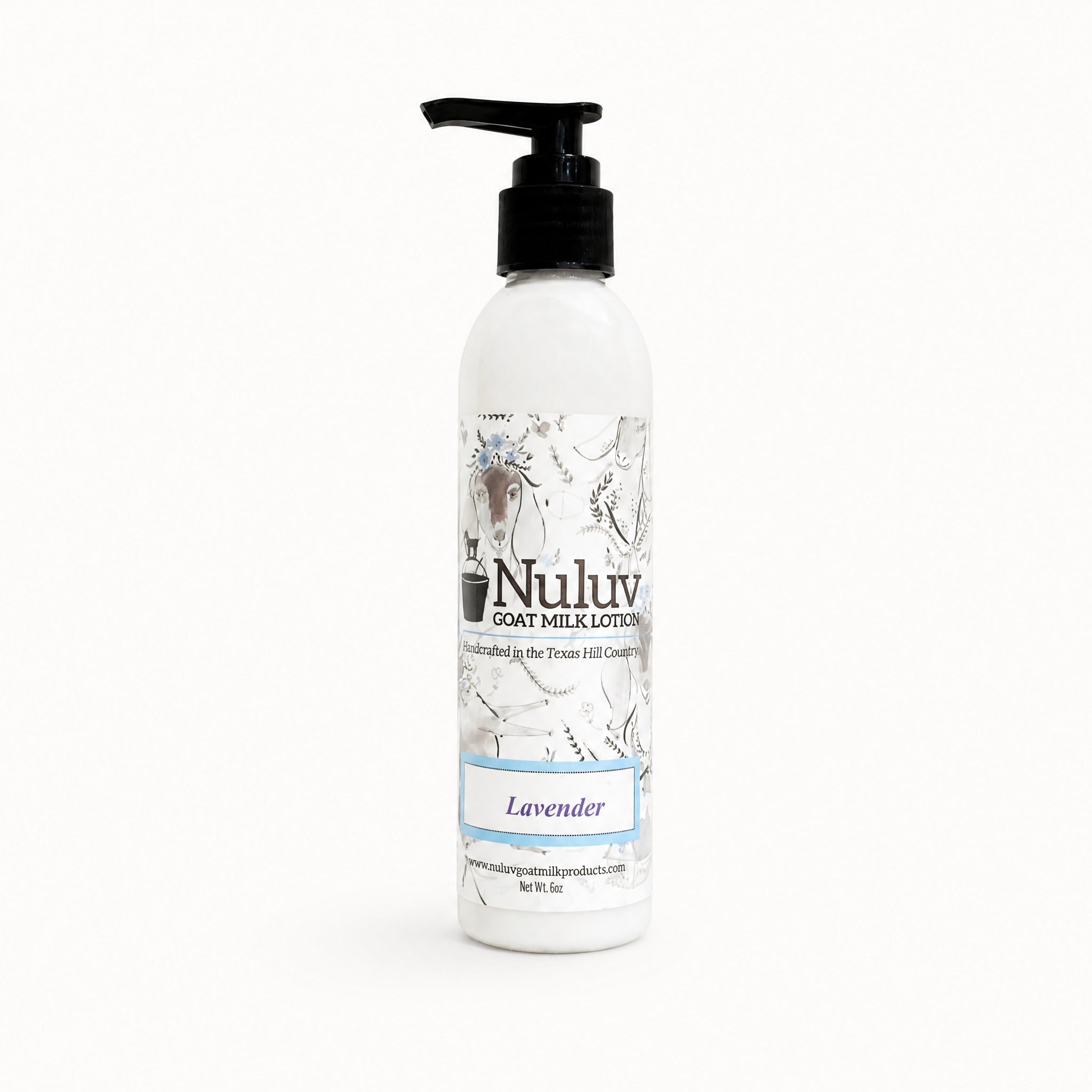 Nuluv Goat Milk Products - Nuluv Goat Milk Lotion 6-oz Pump: Lavender by Nuluv Goat Milk Products available from White Rock Soap Gallery in Dallas