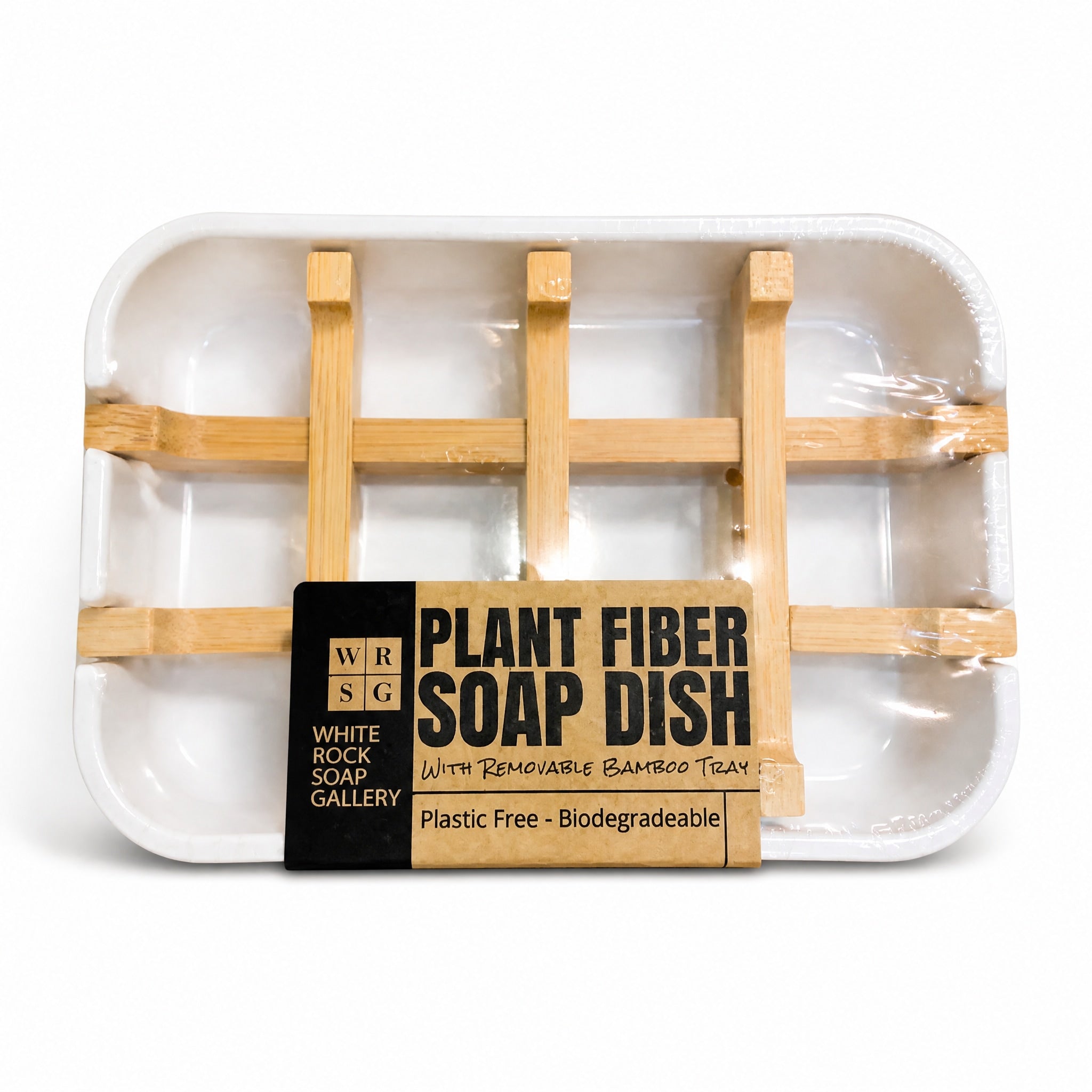 Plant Fiber Soap Dish with Removable Bamboo Tray by WRSG Accessories available from White Rock Soap Gallery in Dallas