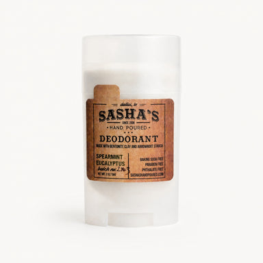 Sasha's Hand Poured Spearmint Eucalyptus Deodorant by Sasha's Hand Poured Bath and Body available from White Rock Soap Gallery in Dallas