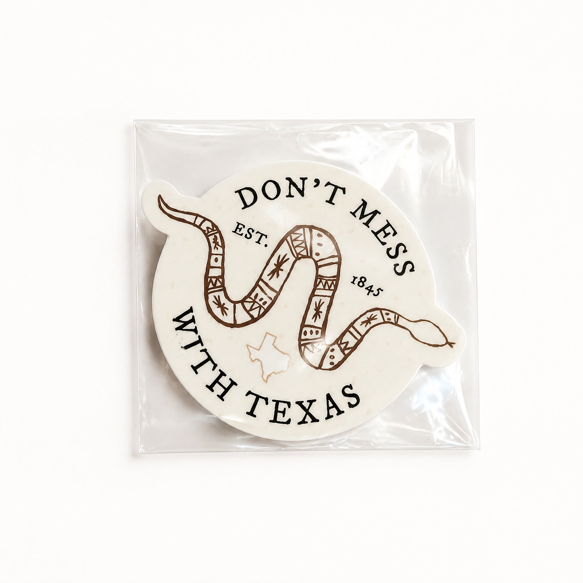 Sentinel Supply - Don't Mess with Texas Rattlesnake Sticker by Sentinel Supply available from White Rock Soap Gallery in Dallas