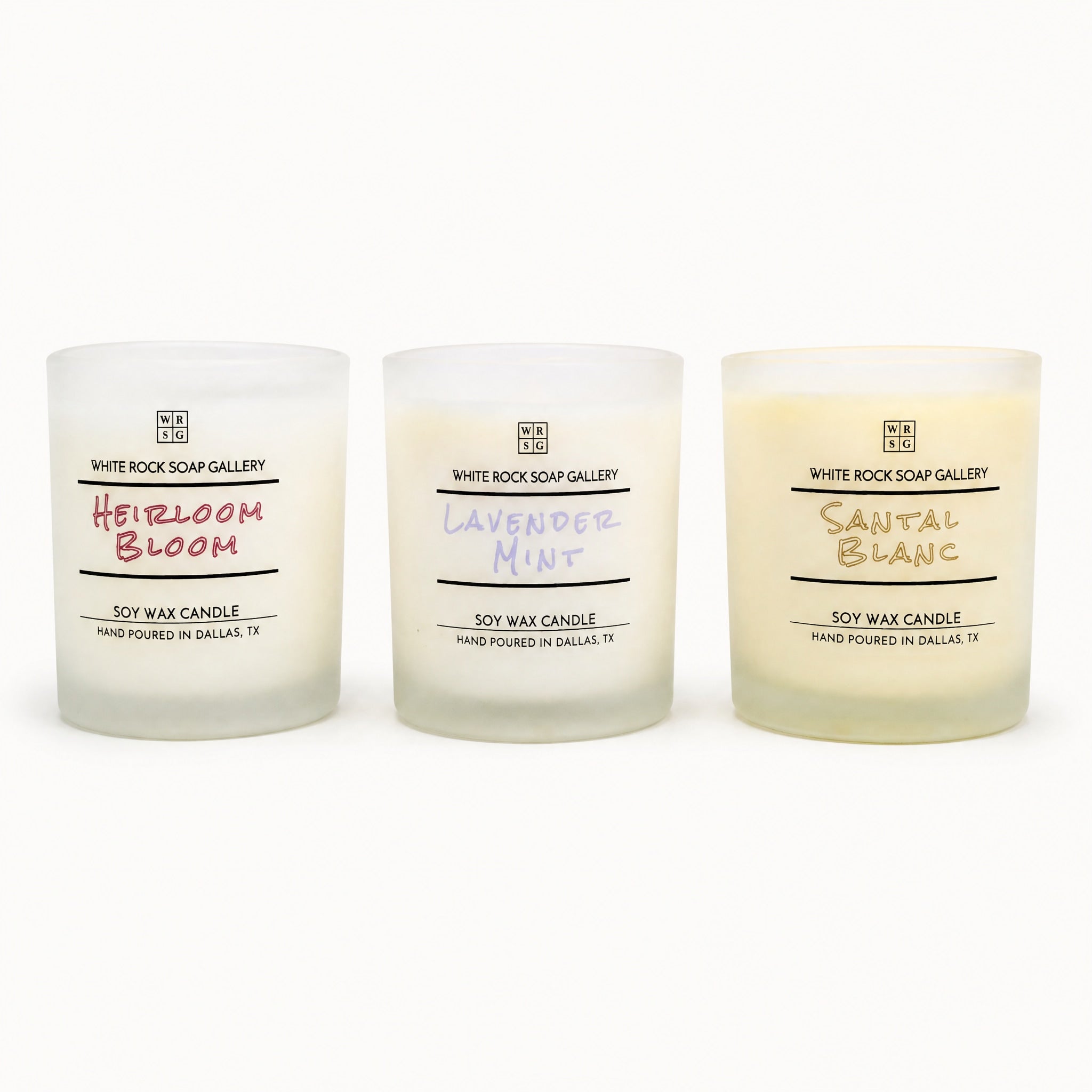 Soy Wax Candle - 10 oz Frosted Glass Jar by White Rock Soap Gallery available from White Rock Soap Gallery in Dallas