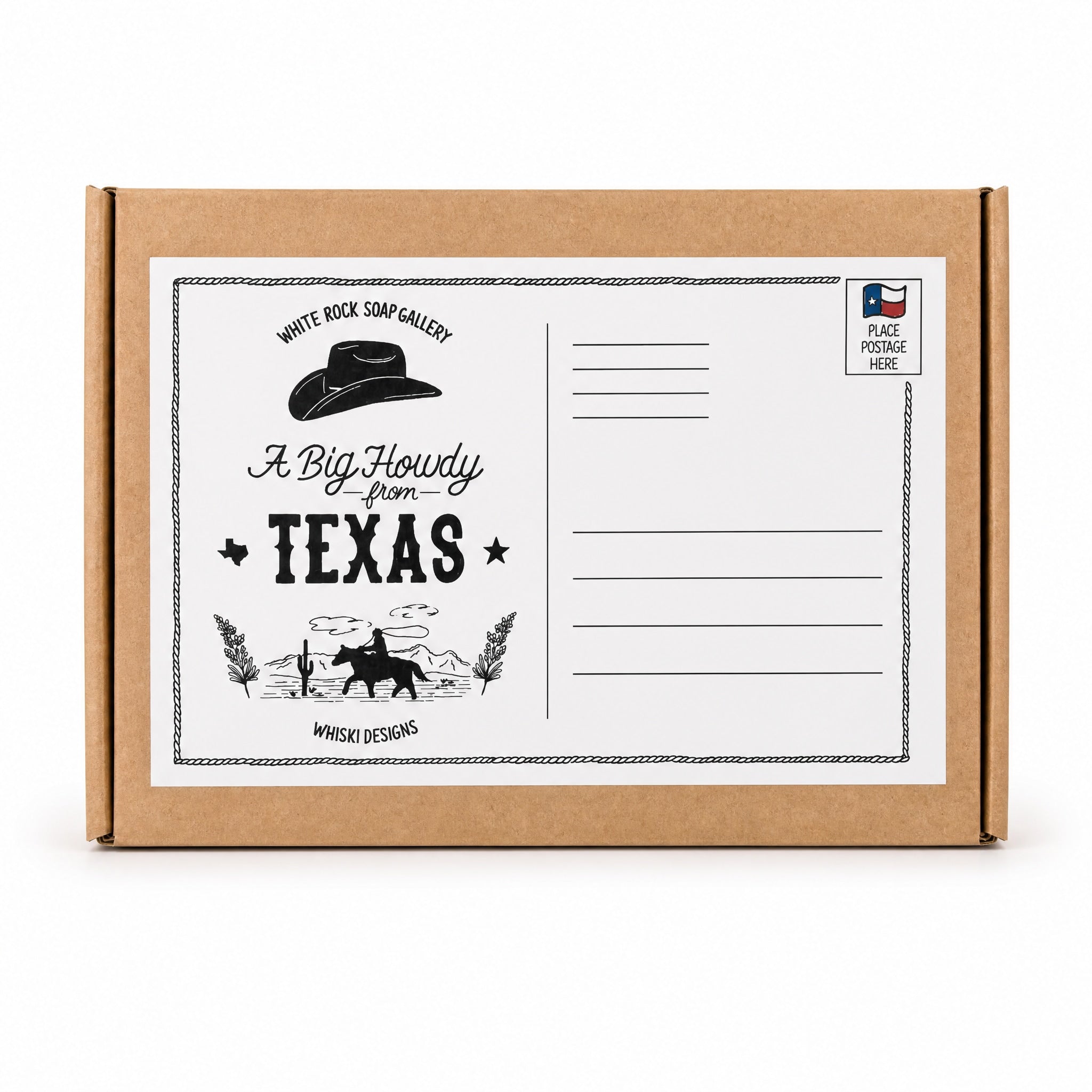 Texas Size Postcard - Travel Tin Gift Set by White Rock Soap Gallery available from White Rock Soap Gallery in Dallas
