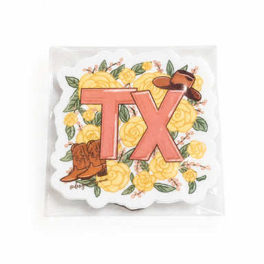 Texas Yellow Rose Sticker by Designs with Jamie available from White Rock Soap Gallery in Dallas
