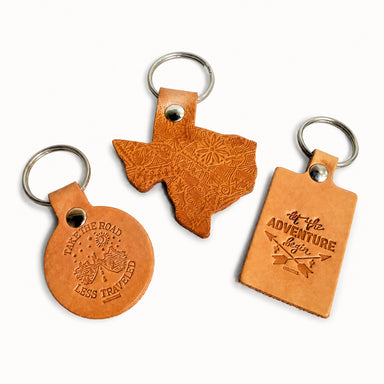 Whiski Designs Leather Keychains by Whiski Designs available from White Rock Soap Gallery in Dallas