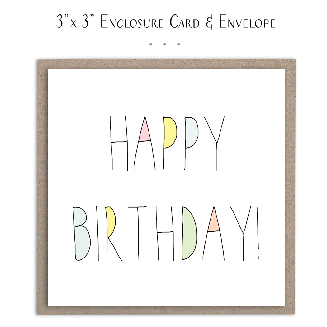 Susan Case Designs - Mini tarjeta colorida de feliz cumpleaños