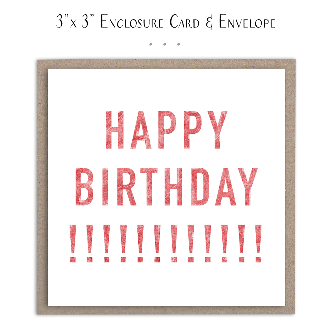 Susan Case Designs - Mini tarjeta roja vintage de feliz cumpleaños
