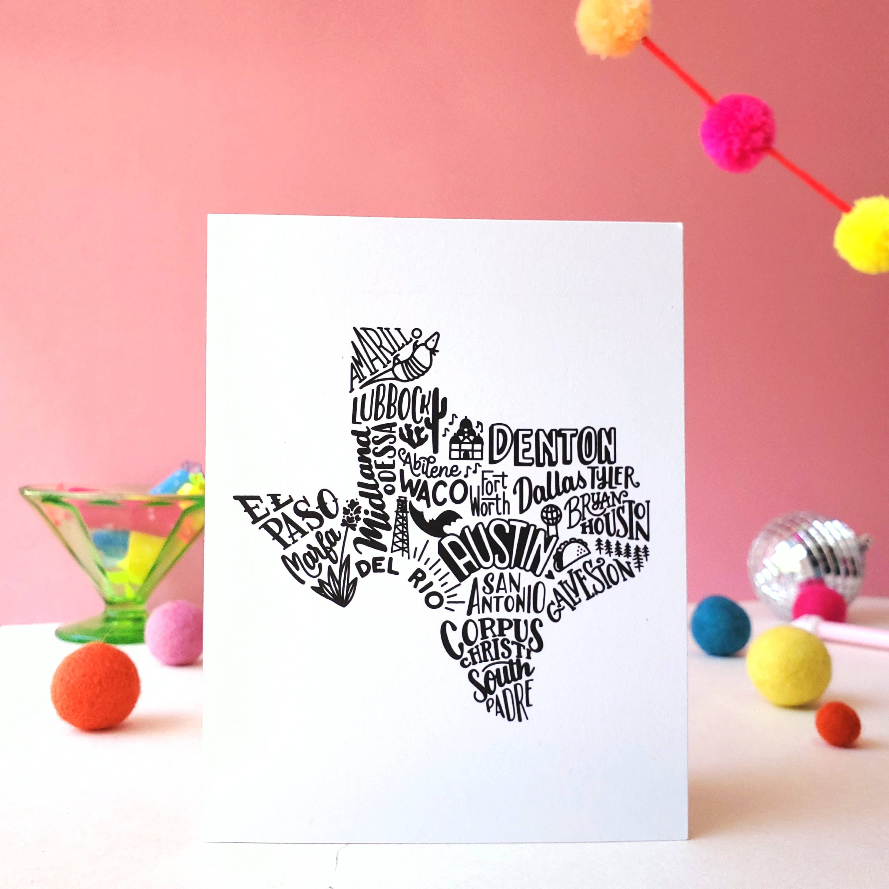 Shawna Smyth Studio - TX Cities Texas Card - Recycled, Eco-Friendly
