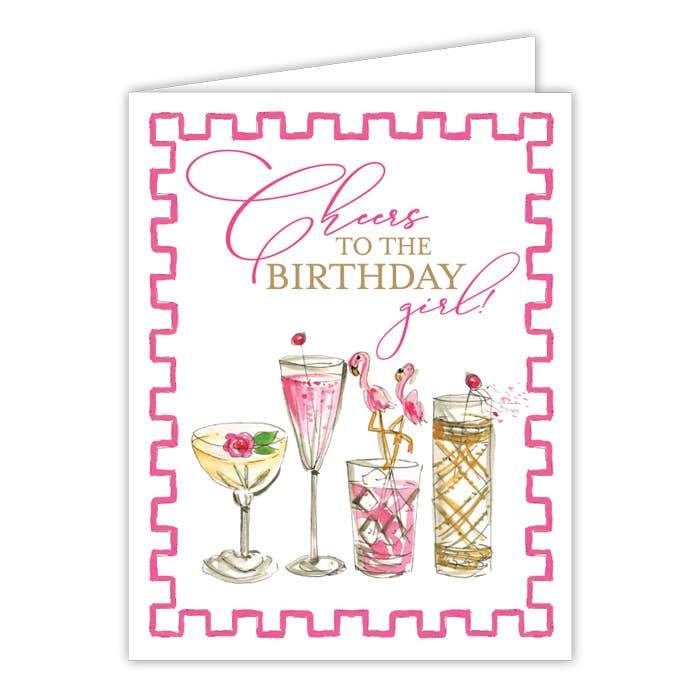 Colecciones RosanneBeck - Cheers To The Birthday Girl Cocktails Pink Tarjetas de felicitación