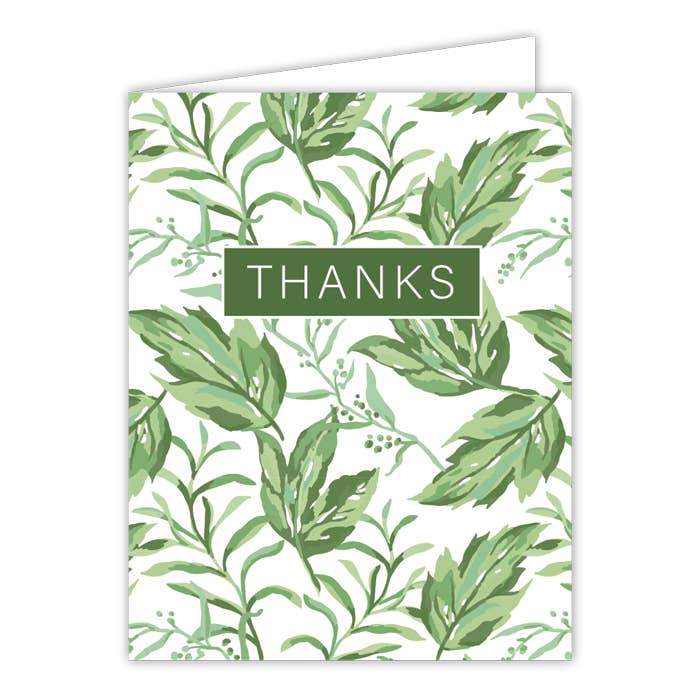 Colecciones RosanneBeck - Gracias Green Leaf Pattern Tarjetas de felicitación