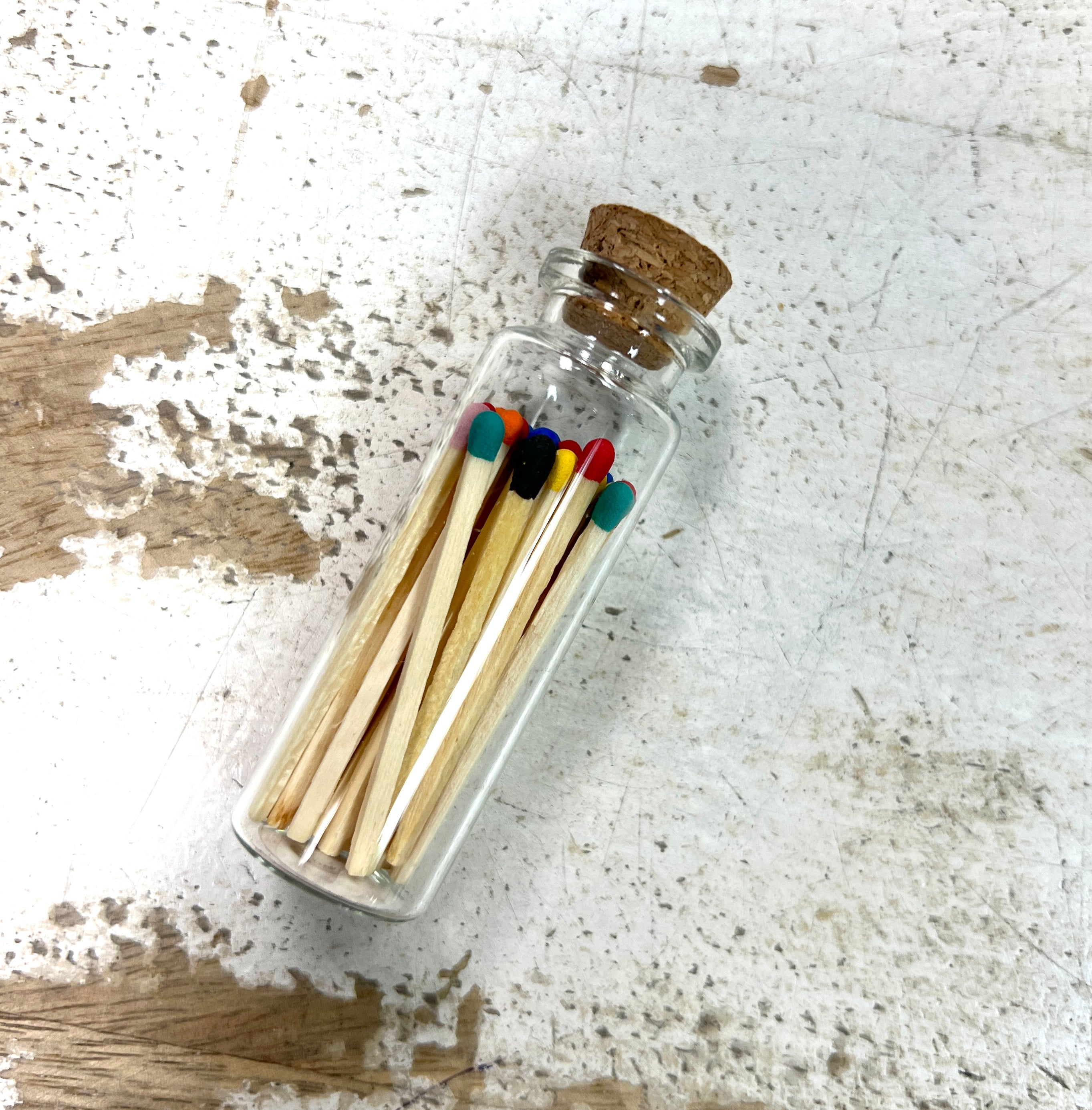 Color Tip Matches in Glass Corked Vial  - 25 CT - Striker