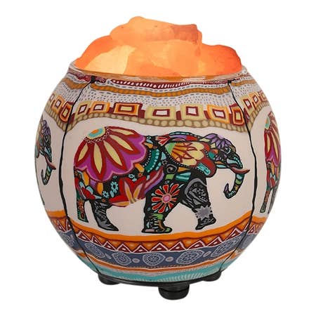Himalayan CrystalLitez & EssentialLitez - Ethnic Elephant Salt Lamp Diffuser With  Ul  Listed Dimmer