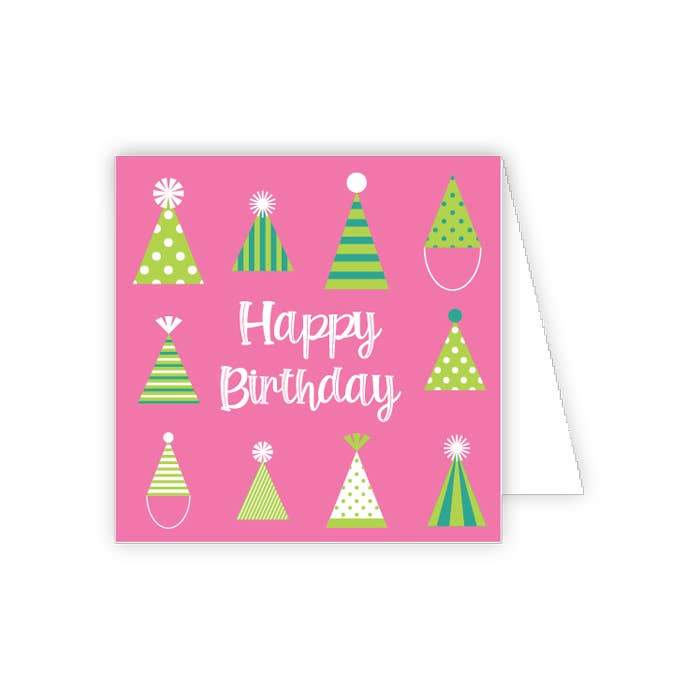 RosanneBeck Collections - Tarjeta de felicitación con diseño de sombreros de fiesta de cumpleaños, color rosa