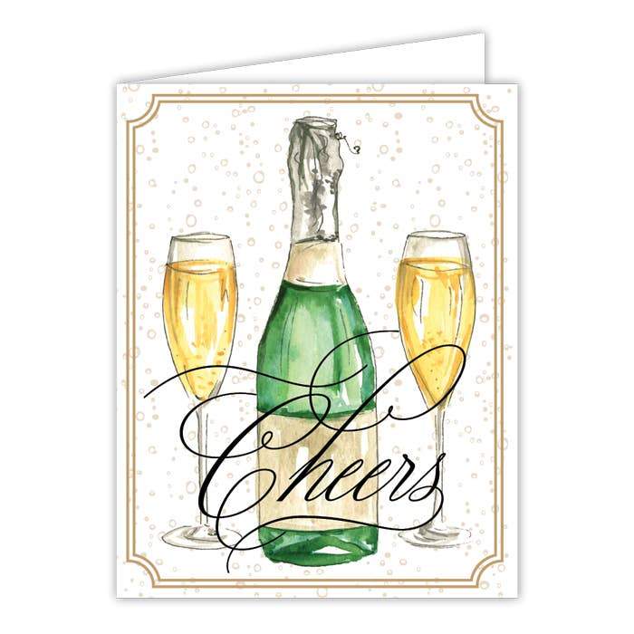 Colecciones RosanneBeck - Botella de champán Cheers con copas Tarjetas de felicitación