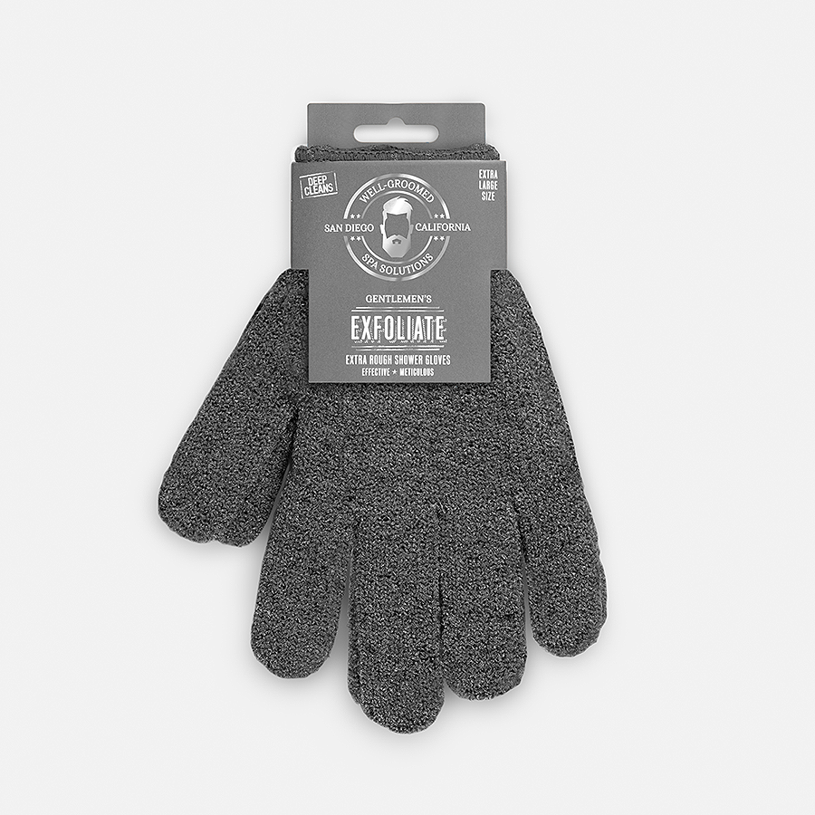Bath Accessories Company       - Well Groomed Xl Extra Rough Shower Gloves - Charcoal